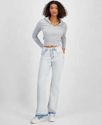 Dollhouse Juniors' High-Rise Flare-Leg Button-Fly Jeans