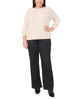 Vince Camuto Plus Lurex-Tipped Crewneck Sweater