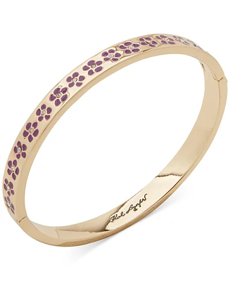 Karl Lagerfeld Paris Gold-Tone Pave Flower Bangle Bracelet