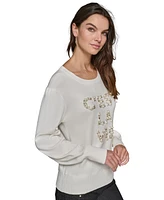 Karl Lagerfeld Paris Women's C'est La Vie Faux-Pearl-Embellished Sweater, Regular and Petite, Created for Macy's