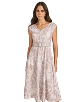 Calvin Klein Women's Belted Cap-Sleeve Midi Dress