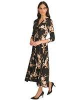 Calvin Klein Women's Printed 3/4-Sleeve Midi Dress