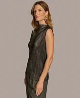 Donna Karan New York Women's High-Neck Metallic Top