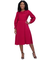 Jessica Howard Women's Cowlneck Novelty-Sleeve Fit & Flare Midi Dress