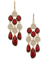 Anne Klein Gold-Tone Pave Disc & Color Stone Chandelier Earrings