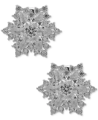 Anne Klein Silver-Tone Cubic Zirconia Snowflake Clip-On Stud Earrings