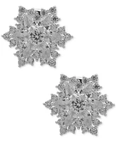 Anne Klein Silver-Tone Cubic Zirconia Snowflake Clip-On Stud Earrings