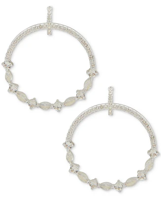 Anne Klein Silver-Tone Mixed Crystal Drop Hoop Earrings