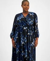 Robbie Bee Plus Floral Chiffon Maxi Dress