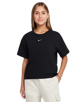 Nike Big Girls Sportswear Essential Cotton Swoosh Logo T-Shirt