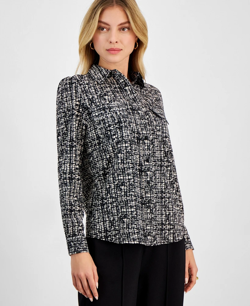 Bar Iii Women's Abstract-Print Shirt, Exclusively at Macy's