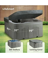 LifeSmart LS100 Taupe 4 Person Plug and Play Square Hot Tub Spa with Black Cover