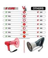 5 Core Megaphone Speaker Waterproof Led Bull Horn 40W, All Weather Pa Speaker w Loud Siren Maker - Hw 18 Wp Red