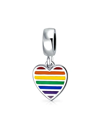 Bling Jewelry Inspirational Heart Rainbow Symbol Dangle Charm Bead For Women Sterling Silver Fits European Bracelet