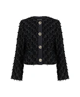 Nocturne Women's Collarless Tassel Textured Jacket