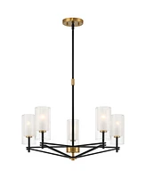 Possini Euro Design Possini Euro Nyack 25" Open Frame Gold and Black 5-Light Pendant