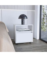 Depot E-shop Wasilla Nightstand with Open Shelf, 1 Drawer and Casters