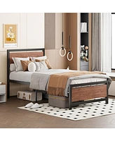 Slickblue Twin Size Platform Bed with Modern Design and Low Profile