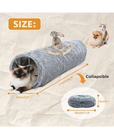 Slickblue Large Cat Tunnel – 44.9 Inches Long, 9.8 Inches Diameter, Collapsible Plush Tube for Indoor Cats, Rabbits, and Puppies