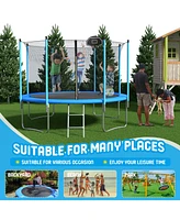 Slickblue Trampoline with Inside Safety Net and Basketball Hoop: Fun and Secure Play for Kids