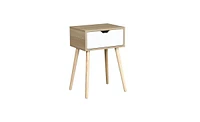 Slickblue Side Table with 1 Drawer and Rubber Wood Legs for Stylish Functionality