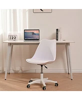 Slickblue Armless Office Chair: Ergonomic Small Computer Desk Chair with Wheels, Adjustable Rolling Design