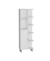 Depot E-Shop Mott 63" H Linen Bathroom Cabinet with Seven Open Shelves, One Drawer, One Door and Four legs