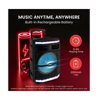 Pyle 10” Bluetooth Pa Speaker System With Rechargeable Battery, Party Lights & Fm Radio, 600 Watt