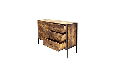 Slickblue Industrial Style 6-Drawer Double Dresser – Rugged and Modern Storage