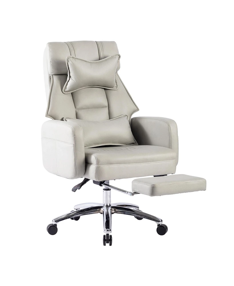 Slickblue Swivel Ergonomic Office Chair: High Back with Lumbar Support & Headrest, Technology Leather, 155° Reclining Boss Chair