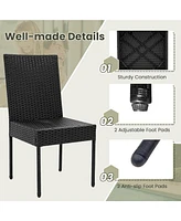 Gymax Pe Wicker Patio Chairs Set of Outdoor Dining Chairs w/ Cushions Off White