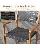 Gymax Stackable Dining Chair Set of 4 w/ Breathable Backrest Adjustable Foot Pads