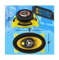 Pyle 4'' x 6'' Three-Way Car Speakers, 180 Watt
