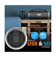 Pyle Portable Bluetooth BoomBox Speaker With Fm Radio, Usb & Micro Sd Readers, Black