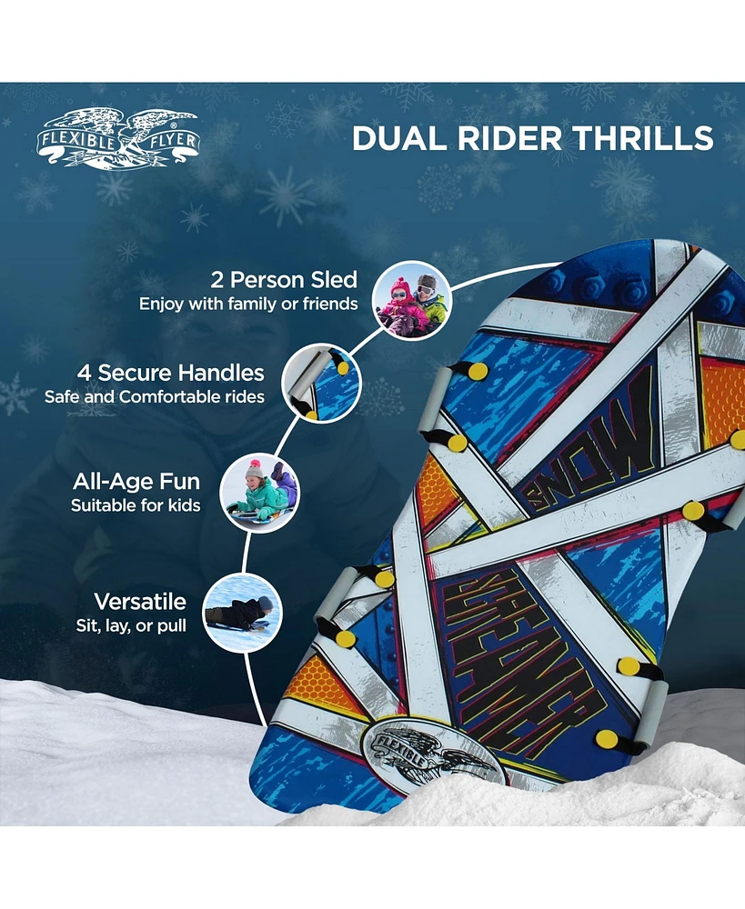 Flexible Flyer Snow Screamer 47 Inch Foam Snow Sled for Kids and Adults (2 Pack)