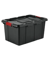 Sterilite 27 Gallon Durable Rugged Industrial Totes with Red Latches, 12 Pack