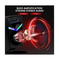 Pyle 8” Bluetooth Portable Pa Speaker With Rechargeable Battery, Party Lights & Microphone, 400 Watt