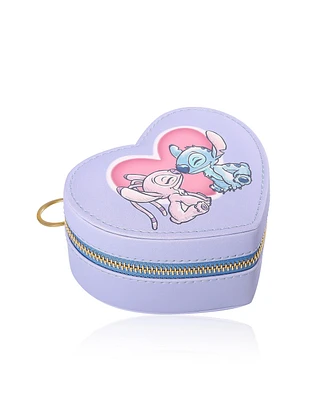 Disney Lilo and Stitch Angel Zippered Heart Shaped Jewerlry Travel Case