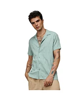 Campus Sutra Men's Sage Green Grain-Textured Shirt