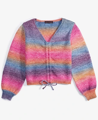 With Jules Big Girls Drawstring Rainbow Sweater