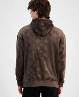 Guess Men's Relaxed-Fit Embossed Peony Logo Hoodie