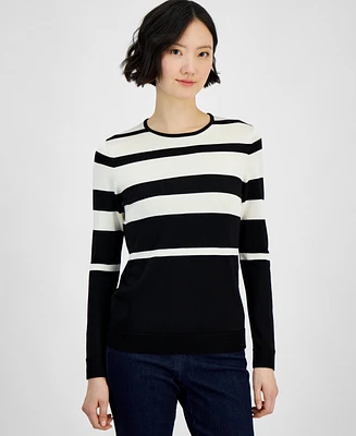 Anne Klein Women's Striped Crewneck Long-Sleeve Sweater