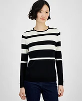 Anne Klein Women's Striped Crewneck Long-Sleeve Sweater