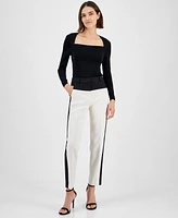 Anne Klein Women's Contrast-Stripe Slim-Leg Pants