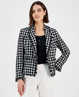 Anne Klein Women's Notched-Collar Tweed Fringe Jacket