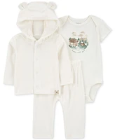 Carter's Baby Fuzzy Little Cardigan, Bodysuit & Pants, 3 Piece Set