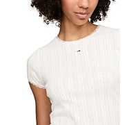 Tommy Jeans Women's Pointelle Ribbed Tee