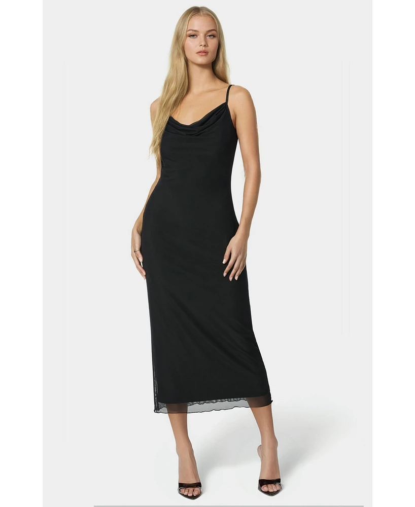 bebe Women's Women' s Power Mesh Maxi Slip Dress