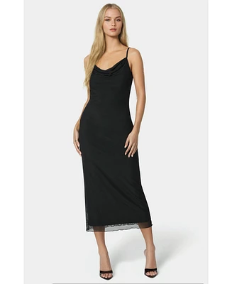 Bebe Women's Women' s Power Mesh Maxi Slip Dress