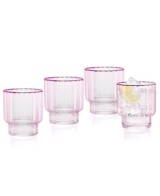 Qualia Glass Cranberry Double Old-Fashioned Glasses, Set of 4